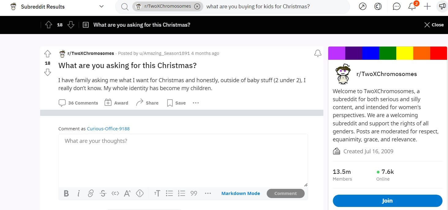 Reddit Christmas gift question