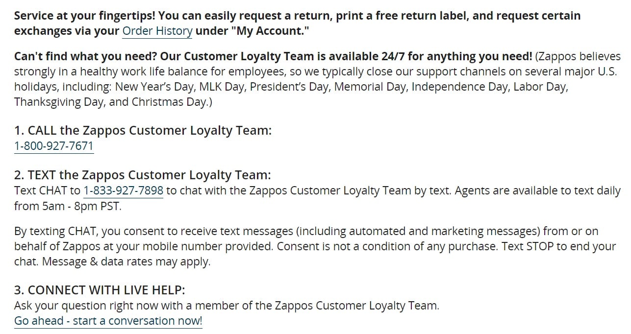 Zappos Customer support