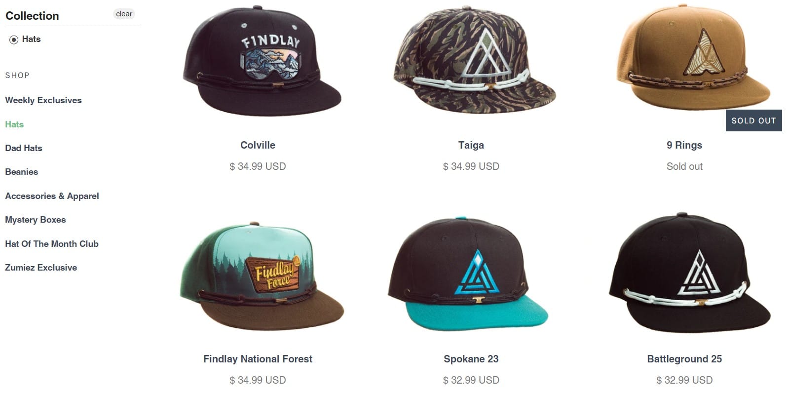 Findlayhats collection