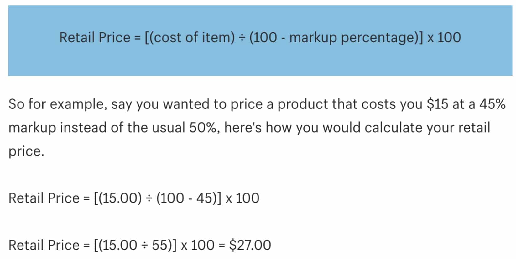 Price calculation