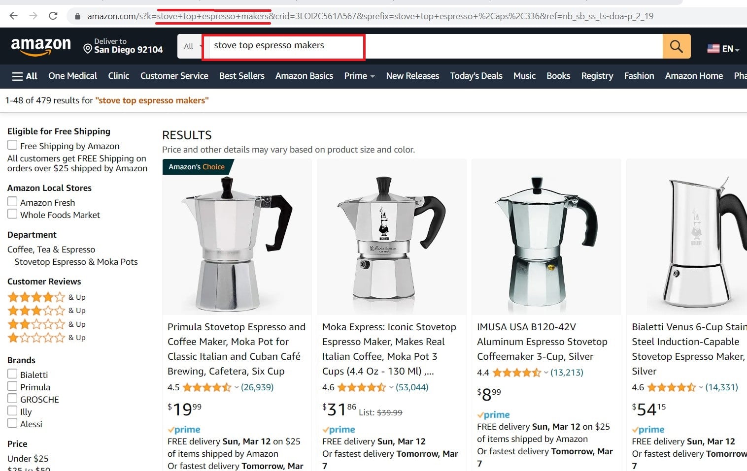 Amazon Search result